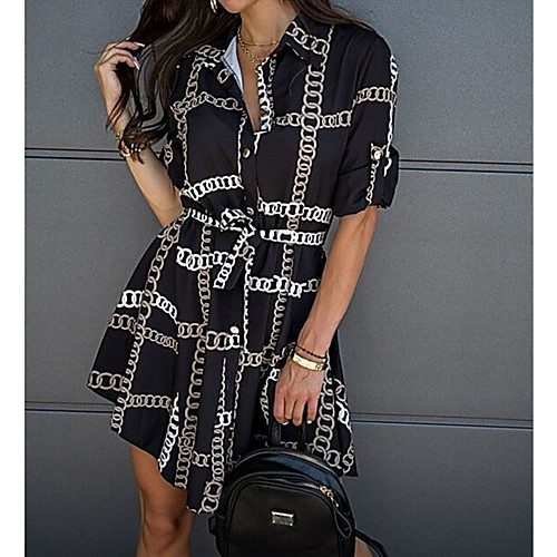 Women's A Line Dress Short Mini Dress White Black Khaki Brown Half Sleeve Print Patchwork Print Fall Shirt Collar Casual 2021 S M L XL XXL
Women's A Line Dress Short Mini Dress White Black Khaki Brown Half Sleeve Print Patchwork Print Fall Shirt Collar Casual 2021 S M L XL XXL