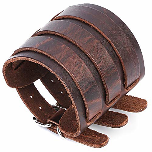 men's leather broadband cuff bracelet guard wristband alloy fastening armor cuffs (brown-2.7 inches wide)
men's leather broadband cuff bracelet guard wristband alloy fastening armor cuffs (brown-2.7 inches wide)