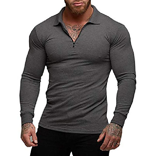 men's solid zipper polo v-neck gym sport athletic running cycling tops fashion slim fit muscle pullover shirt, grey, large
men's solid zipper polo v-neck gym sport athletic running cycling tops fashion slim fit muscle pullover shirt, grey, large