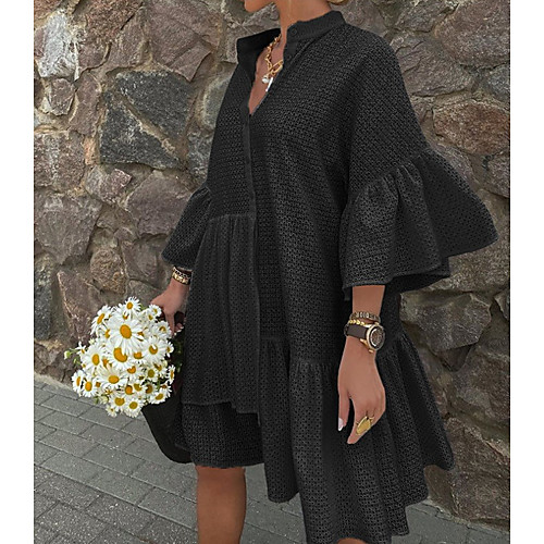Women's A Line Dress Knee Length Dress White Black Half Sleeve Solid Color Fall V Neck Elegant 2021 S M L XL
Women's A Line Dress Knee Length Dress White Black Half Sleeve Solid Color Fall V Neck Elegant 2021 S M L XL