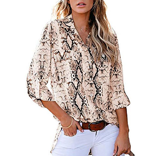 women loose fit 3 4 sleeve button down collared snake print tunic blouse tops shirts brown medium
women loose fit 3 4 sleeve button down collared snake print tunic blouse tops shirts brown medium