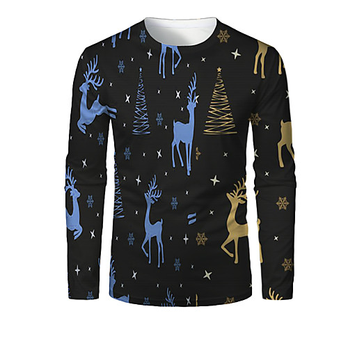 Men's T shirt 3D Print Graphic 3D Animal Print Long Sleeve Christmas Tops Black
Men's T shirt 3D Print Graphic 3D Animal Print Long Sleeve Christmas Tops Black