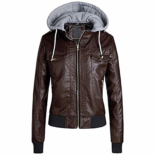 women removable hooded faux leather jackets, zipper caps motorcycle short pu jackets moto biker outwear coat coffee
women removable hooded faux leather jackets, zipper caps motorcycle short pu jackets moto biker outwear coat coffee
