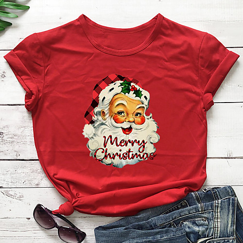 Women's Christmas T shirt Graphic Graphic Prints Letter Print Round Neck Tops 100% Cotton Basic Christmas Basic Top White Black Purple
Women's Christmas T shirt Graphic Graphic Prints Letter Print Round Neck Tops 100% Cotton Basic Christmas Basic Top White Black Purple