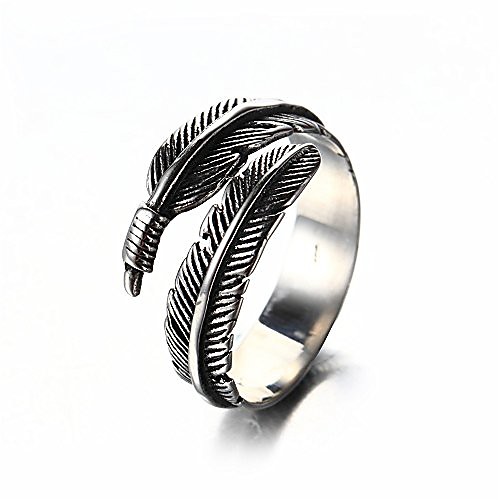 unisex men's women's 316l stainless steel ring vintage feather wrap black silver 
unisex men's women's 316l stainless steel ring vintage feather wrap black silver