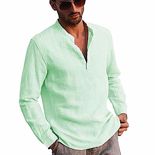 men's linen long sleeve henley shirt yoga tops casual fashion t-shirt blouse (green, m)
men's linen long sleeve henley shirt yoga tops casual fashion t-shirt blouse (green, m)
