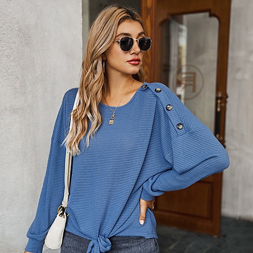 Women's Knitted Solid Color Pullover Long Sleeve Sweater Cardigans Crew Neck Fall Black Blue Yellow
Women's Knitted Solid Color Pullover Long Sleeve Sweater Cardigans Crew Neck Fall Black Blue Yellow