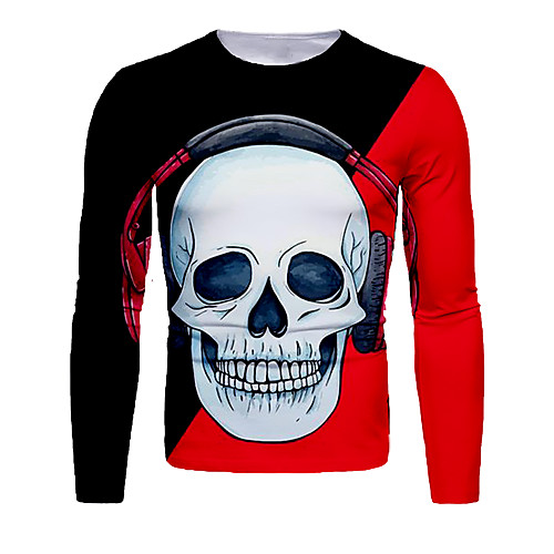 Men's T shirt 3D Print Graphic 3D Skull Print Long Sleeve Halloween Tops Basic Black / Red
Men's T shirt 3D Print Graphic 3D Skull Print Long Sleeve Halloween Tops Basic Black / Red