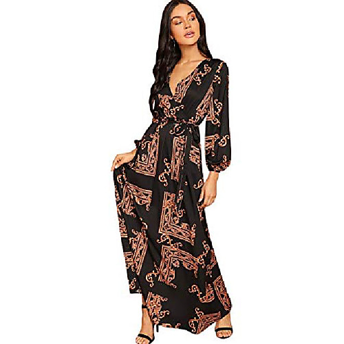 women scarf print belted v neck long sleeve boho maxi wrap dress multicolored x-small
women scarf print belted v neck long sleeve boho maxi wrap dress multicolored x-small
