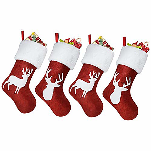 reindeer printed christmas stocking, 18 inch red burlap plush faux fur cuff xmas stockings for family party decor (4)
reindeer printed christmas stocking, 18 inch red burlap plush faux fur cuff xmas stockings for family party decor (4)