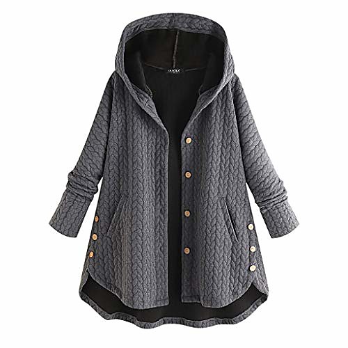 women hooded long coat with pockets plus size loose fit button high low outwear d-gray
women hooded long coat with pockets plus size loose fit button high low outwear d-gray