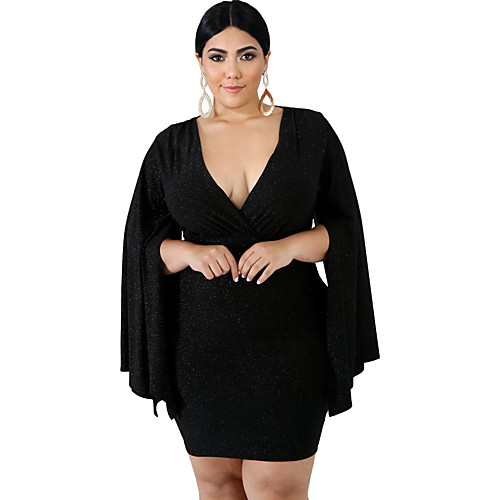 Women's A Line Dress Knee Length Dress Black Red Long Sleeve Solid Color Ruched Patchwork Fall V Neck Sexy 2021 XXL 3XL 4XL 5XL 6XL / Plus Size
Women's A Line Dress Knee Length Dress Black Red Long Sleeve Solid Color Ruched Patchwork Fall V Neck Sexy 2021 XXL 3XL 4XL 5XL 6XL / Plus Size