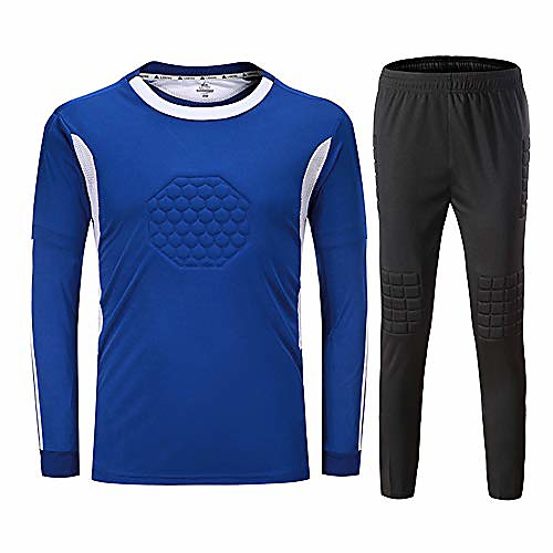 football goalkeeper jersey kit long-sleeved dry shirt trousers with sponge protector body shield padded for kids men,blue,3xl
football goalkeeper jersey kit long-sleeved dry shirt trousers with sponge protector body shield padded for kids men,blue,3xl