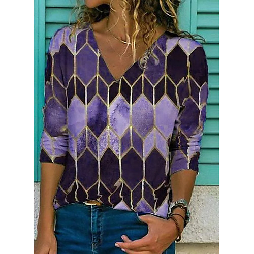 Women's Blouse Shirt Color Block Long Sleeve Patchwork Print V Neck Tops Basic Top Purple Khaki Green
Women's Blouse Shirt Color Block Long Sleeve Patchwork Print V Neck Tops Basic Top Purple Khaki Green