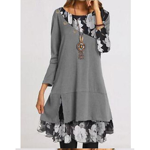 Women's A Line Dress Short Mini Dress Black Dusty Blue Gray Long Sleeve Print Patchwork Print Fall Round Neck Casual 2021 S M L XL XXL 3XL
Women's A Line Dress Short Mini Dress Black Dusty Blue Gray Long Sleeve Print Patchwork Print Fall Round Neck Casual 2021 S M L XL XXL 3XL