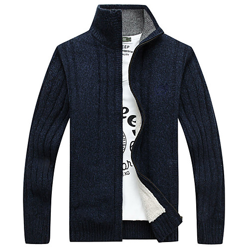 Men's Zipper Front Knitted Front Pocket Solid Color Sweater Long Sleeve Sweater Cardigans Stand Collar Fall Winter Black Blue Green
Men's Zipper Front Knitted Front Pocket Solid Color Sweater Long Sleeve Sweater Cardigans Stand Collar Fall Winter Black Blue Green