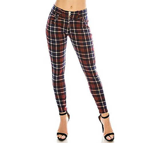 women's plaid print button pants elastic waist soft printed fashion leggings trouser stretch skinny pants
women's plaid print button pants elastic waist soft printed fashion leggings trouser stretch skinny pants
