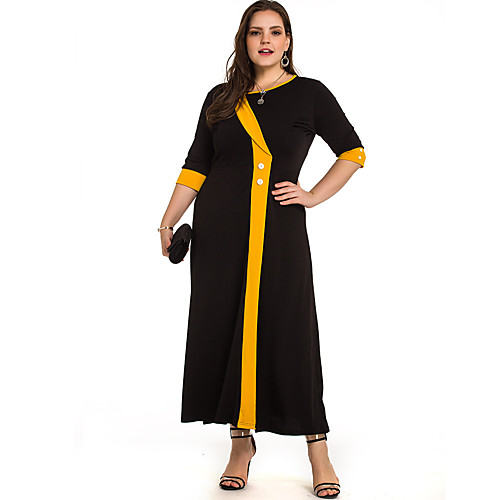 Women's Swing Dress Maxi long Dress Black Half Sleeve Color Block Zipper Button Fall Round Neck Casual Loose 2021 L XL XXL 3XL 4XL / Plus Size
Women's Swing Dress Maxi long Dress Black Half Sleeve Color Block Zipper Button Fall Round Neck Casual Loose 2021 L XL XXL 3XL 4XL / Plus Size