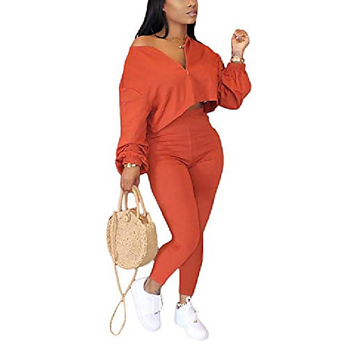 women's 2 piece outfit sexy off shoulder zip up crop top bodycon long pants sweatsuits tracksuit set jumpsuits large orange
women's 2 piece outfit sexy off shoulder zip up crop top bodycon long pants sweatsuits tracksuit set jumpsuits large orange