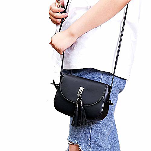 women fashion saddle bag cross body bag leather shoulder bags purse with tassels (pink)
women fashion saddle bag cross body bag leather shoulder bags purse with tassels (pink)