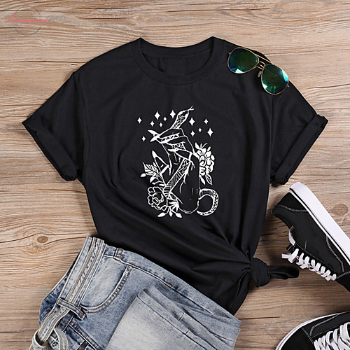 Women's T-shirt Graphic Prints Print Round Neck Tops 100% Cotton Basic Basic Top White Black Purple
Women's T-shirt Graphic Prints Print Round Neck Tops 100% Cotton Basic Basic Top White Black Purple