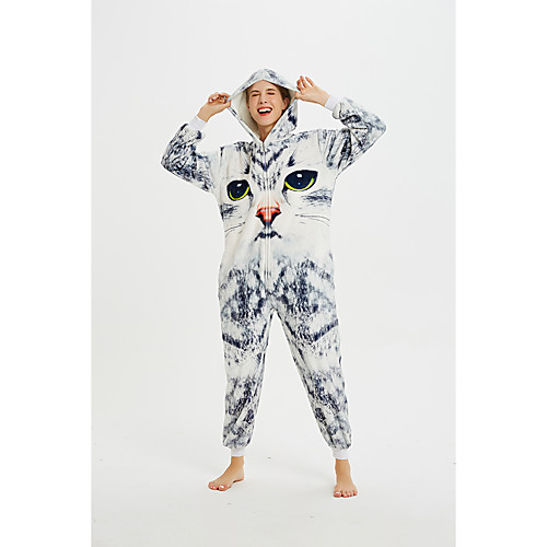 Adults' Kigurumi Pajamas Cat Onesie Pajamas Flannel Fabric Gray Cosplay For Men and Women Animal Sleepwear Cartoon Festival / Holiday Costumes
Adults' Kigurumi Pajamas Cat Onesie Pajamas Flannel Fabric Gray Cosplay For Men and Women Animal Sleepwear Cartoon Festival / Holiday Costumes