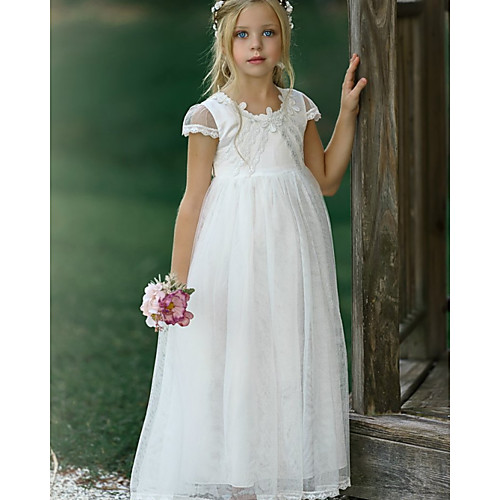 Princess / A-Line Knee Length Party / Wedding Flower Girl Dresses - Lace Sleeveless Jewel Neck with Bow(s) / Solid
Princess / A-Line Knee Length Party / Wedding Flower Girl Dresses - Lace Sleeveless Jewel Neck with Bow(s) / Solid