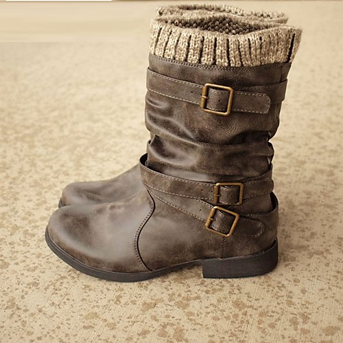 Women's Boots Flat Heel Round Toe Mid Calf Boots Casual Daily Walking Shoes PU Buckle Solid Colored Winter Black Brown Gray / Mid-Calf Boots
Women's Boots Flat Heel Round Toe Mid Calf Boots Casual Daily Walking Shoes PU Buckle Solid Colored Winter Black Brown Gray / Mid-Calf Boots
