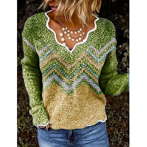 Women's Basic Knitted Striped Color Block Pullover Long Sleeve Cardigans V Neck Fall Winter Blue Red Yellow
Women's Basic Knitted Striped Color Block Pullover Long Sleeve Cardigans V Neck Fall Winter Blue Red Yellow