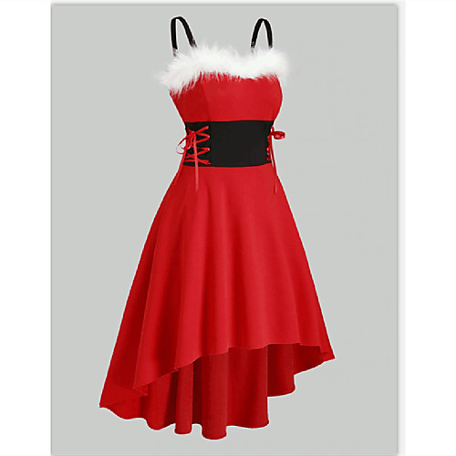 Women's Swing Dress Knee Length Dress Black Red Green Sleeveless Solid Color Lace up Patchwork Winter Off Shoulder Casual Christmas 2021 S M L XL XXL
Women's Swing Dress Knee Length Dress Black Red Green Sleeveless Solid Color Lace up Patchwork Winter Off Shoulder Casual Christmas 2021 S M L XL XXL
