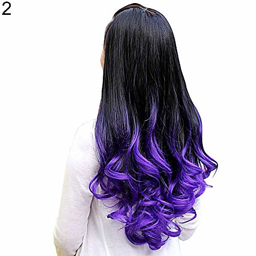 women big wave long curly wavy gradient color ombre three-forth full hair wig - purple
women big wave long curly wavy gradient color ombre three-forth full hair wig - purple