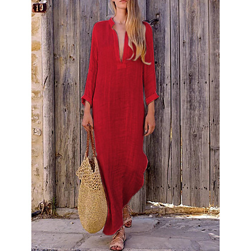 Women's Swing Dress Maxi long Dress Red Yellow Blushing Pink Light Blue Long Sleeve Solid Color Patchwork Fall V Neck Casual 2021 S M L XL XXL
Women's Swing Dress Maxi long Dress Red Yellow Blushing Pink Light Blue Long Sleeve Solid Color Patchwork Fall V Neck Casual 2021 S M L XL XXL