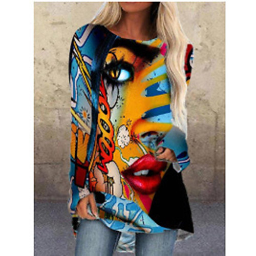 Women's Tunic Color Block Abstract Long Sleeve Asymmetric Print Round Neck Tops Basic Top Blue Purple Green
Women's Tunic Color Block Abstract Long Sleeve Asymmetric Print Round Neck Tops Basic Top Blue Purple Green