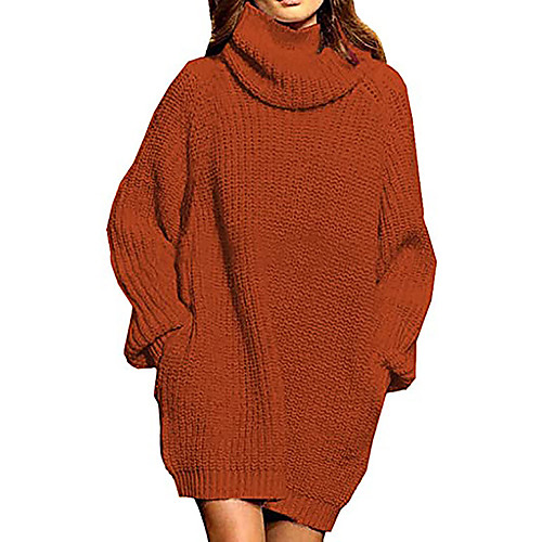 Women's Sweater Jumper Dress Knee Length Dress Black Wine Green Brown Long Sleeve Solid Color Fall Winter Turtleneck Casual 2021 S M L XL XXL
Women's Sweater Jumper Dress Knee Length Dress Black Wine Green Brown Long Sleeve Solid Color Fall Winter Turtleneck Casual 2021 S M L XL XXL