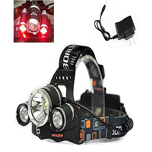 

3x cree led 4 modes super bright 5000lm red and white lights headlamp tactical headlight red hunting light lamp flashlight torch for camping, climbing, cycling (battery not included)