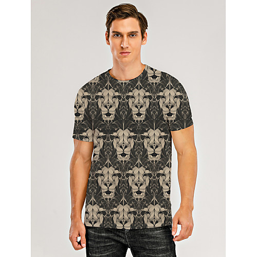 Men's T shirt 3D Print Graphic 3D Animal Print Short Sleeve Daily Tops Khaki 
Men's T shirt 3D Print Graphic 3D Animal Print Short Sleeve Daily Tops Khaki