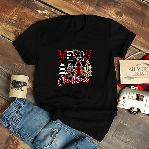 Women's Christmas T-shirt Graphic Prints Letter Print Round Neck Tops 100% Cotton Basic Christmas Basic Top White Black Purple
Women's Christmas T-shirt Graphic Prints Letter Print Round Neck Tops 100% Cotton Basic Christmas Basic Top White Black Purple