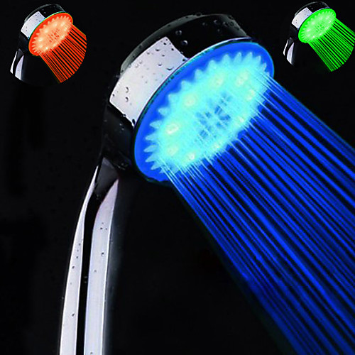 

Shower Head, Chrome Hand Shower Wall Mounted with LED/Eco-friendly/Contemporary, LED Color Changes with Temperature