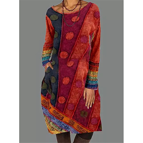 Women's Shift Dress Knee Length Dress Blue Red Fuchsia Khaki Green Brown Long Sleeve Print Print Fall Round Neck Vintage 2021 S M L XL XXL 3XL
Women's Shift Dress Knee Length Dress Blue Red Fuchsia Khaki Green Brown Long Sleeve Print Print Fall Round Neck Vintage 2021 S M L XL XXL 3XL