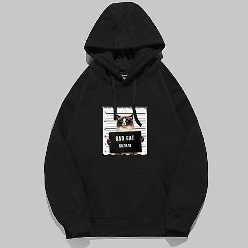 Women's Pullover Hoodie Sweatshirt Cat Graphic 3D Front Pocket Daily Basic Casual Hoodies Sweatshirts Black / Fleece Lining
Women's Pullover Hoodie Sweatshirt Cat Graphic 3D Front Pocket Daily Basic Casual Hoodies Sweatshirts Black / Fleece Lining