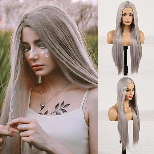 Cosplay Costume Wig Synthetic Wig Straight Natural Straight Middle Part Wig Long Grey Synthetic Hair Women's Odor Free Fashionable Design Soft Gray / Heat Resistant
Cosplay Costume Wig Synthetic Wig Straight Natural Straight Middle Part Wig Long Grey Synthetic Hair Women's Odor Free Fashionable Design Soft Gray / Heat Resistant