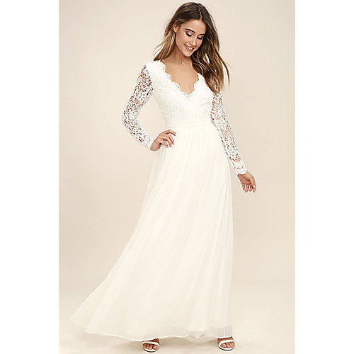 Women's Chiffon Dress Maxi long Dress White Long Sleeve Solid Color Lace Fall V Neck Hot Mesh S M L XL
Women's Chiffon Dress Maxi long Dress White Long Sleeve Solid Color Lace Fall V Neck Hot Mesh S M L XL
