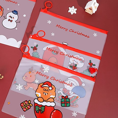 6pcs Cartoons Christmas File Holder Student Zipper Bag Multifunction PVC Transparent Stationery Office Storage Supplies Random Pattern
6pcs Cartoons Christmas File Holder Student Zipper Bag Multifunction PVC Transparent Stationery Office Storage Supplies Random Pattern
