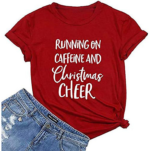 running on caffeine and christmas cheer shirt women funny christmas letter print short sleeve top tee red
running on caffeine and christmas cheer shirt women funny christmas letter print short sleeve top tee red