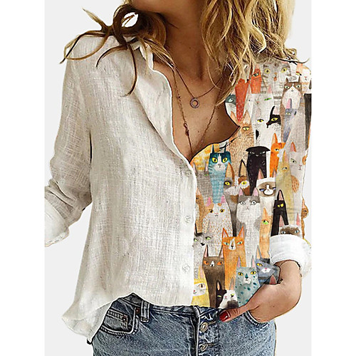 Women's Blouse Shirt Cat Long Sleeve Print Shirt Collar Tops Basic Basic Top White
Women's Blouse Shirt Cat Long Sleeve Print Shirt Collar Tops Basic Basic Top White