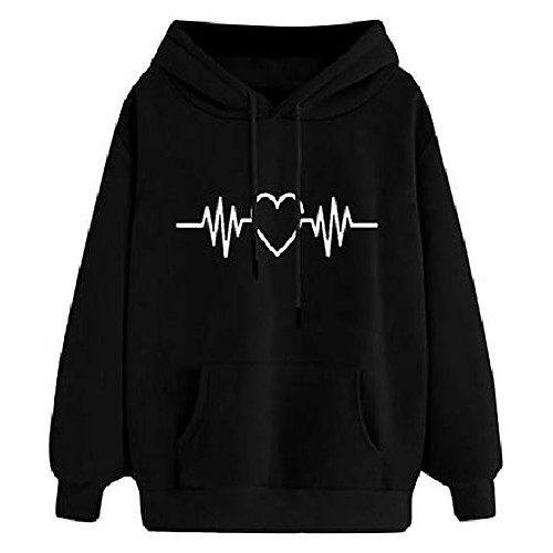 long sleeve fleece pullover hoodie for women heartbeat print sweatshirts with a kangaroo pocket casual sweater hooded black
long sleeve fleece pullover hoodie for women heartbeat print sweatshirts with a kangaroo pocket casual sweater hooded black