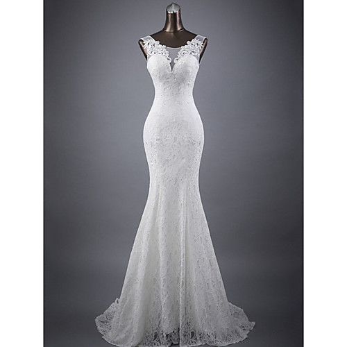 Mermaid / Trumpet Wedding Dresses Jewel Neck Court Train Lace Sleeveless Romantic Sexy with Appliques 2021
Mermaid / Trumpet Wedding Dresses Jewel Neck Court Train Lace Sleeveless Romantic Sexy with Appliques 2021