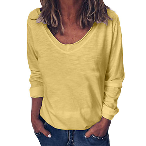 Women's Tunic Plain Long Sleeve Patchwork V Neck Tops Sexy Basic Top White Yellow Blushing Pink
Women's Tunic Plain Long Sleeve Patchwork V Neck Tops Sexy Basic Top White Yellow Blushing Pink