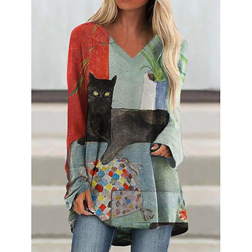 Women's Blouse Shirt Cat Long Sleeve Patchwork Print V Neck Tops Basic Top Gray
Women's Blouse Shirt Cat Long Sleeve Patchwork Print V Neck Tops Basic Top Gray