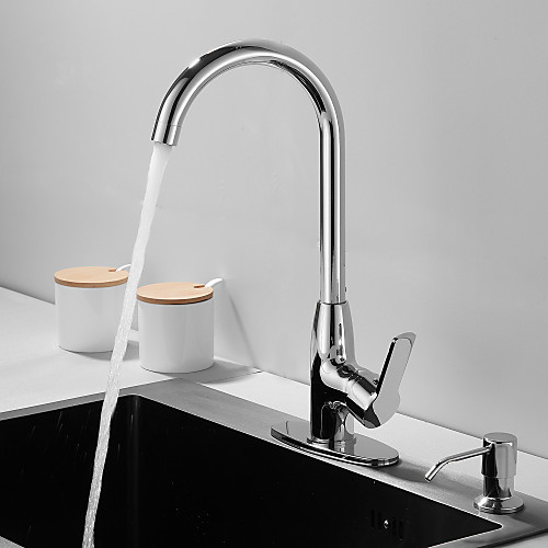 Kitchen faucet - Single Handle One Hole Electroplated Standard Spout Centerset Contemporary Kitchen Taps with Soap Dispenser
Kitchen faucet - Single Handle One Hole Electroplated Standard Spout Centerset Contemporary Kitchen Taps with Soap Dispenser